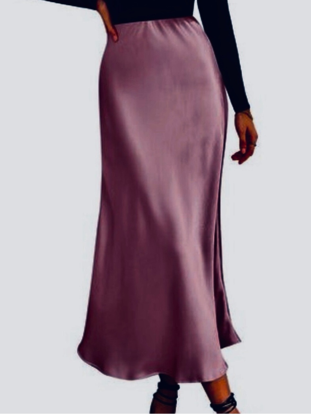 Anthropologie Bias-cut, Soft Maxi Mauve-Pink Satin Skirt Large